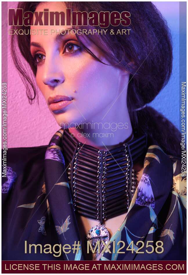 Beauty portrait of a woman wearing a necklace