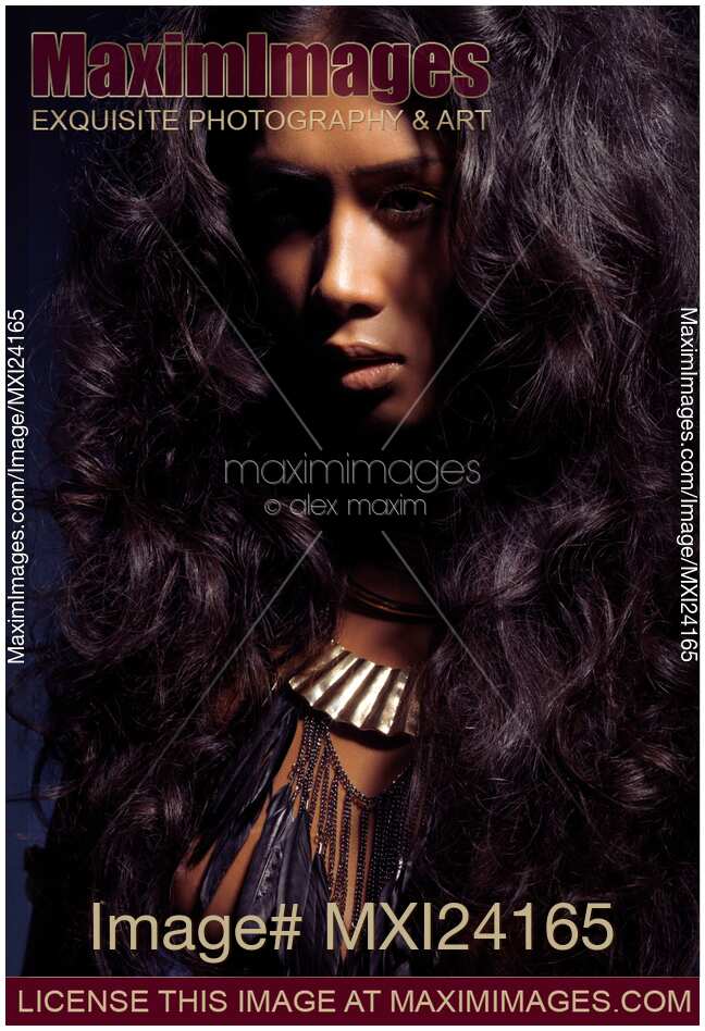 Beauty portrait of a woman with long dark hair
