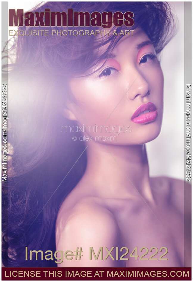 Beauty portrait of asian woman with pink makeup