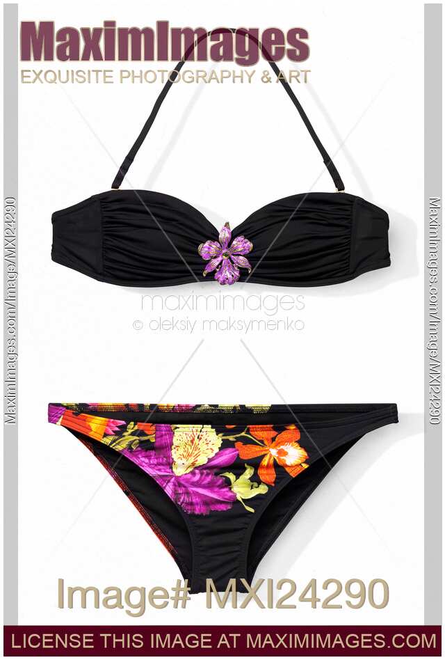 Bikini swimsuit with tropical floral pattern