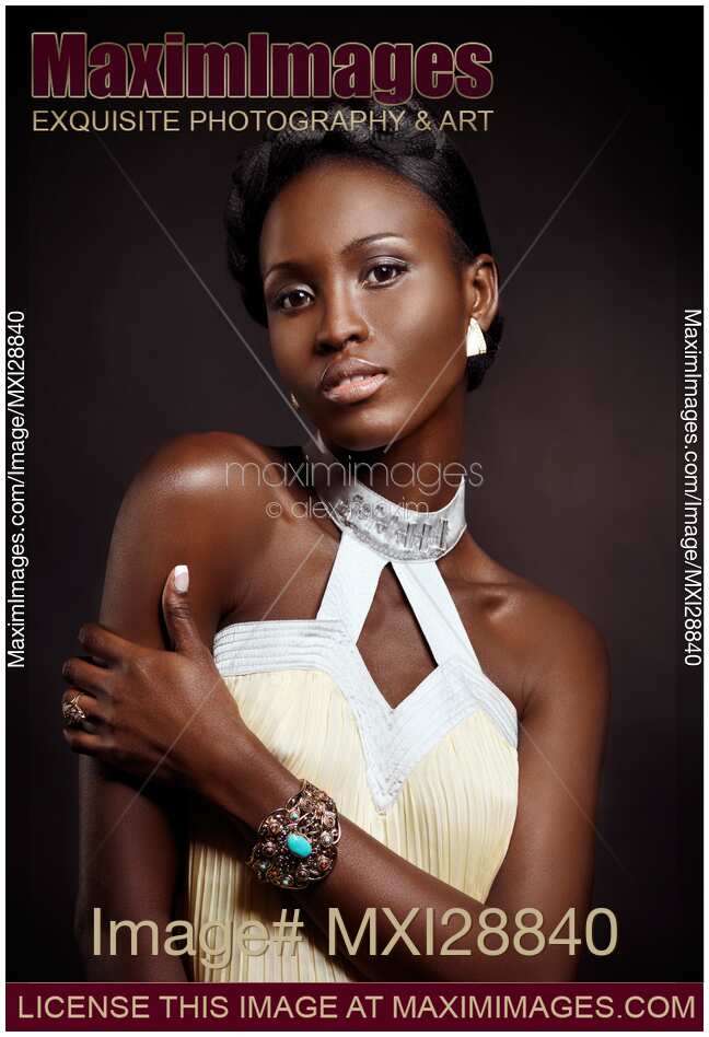 Black African-american woman exotic beauty face portrait