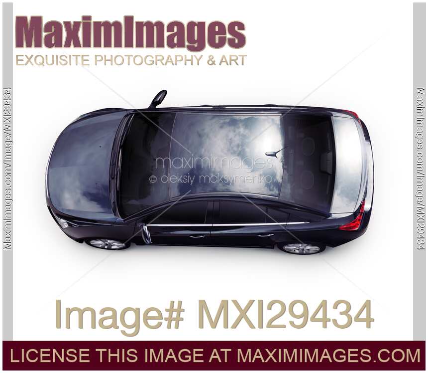 Black Cadillac XTS luxury car top view isolated