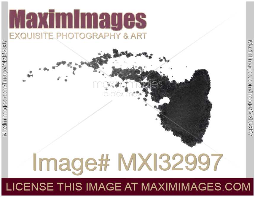 Black calligraphy ink stain on white background