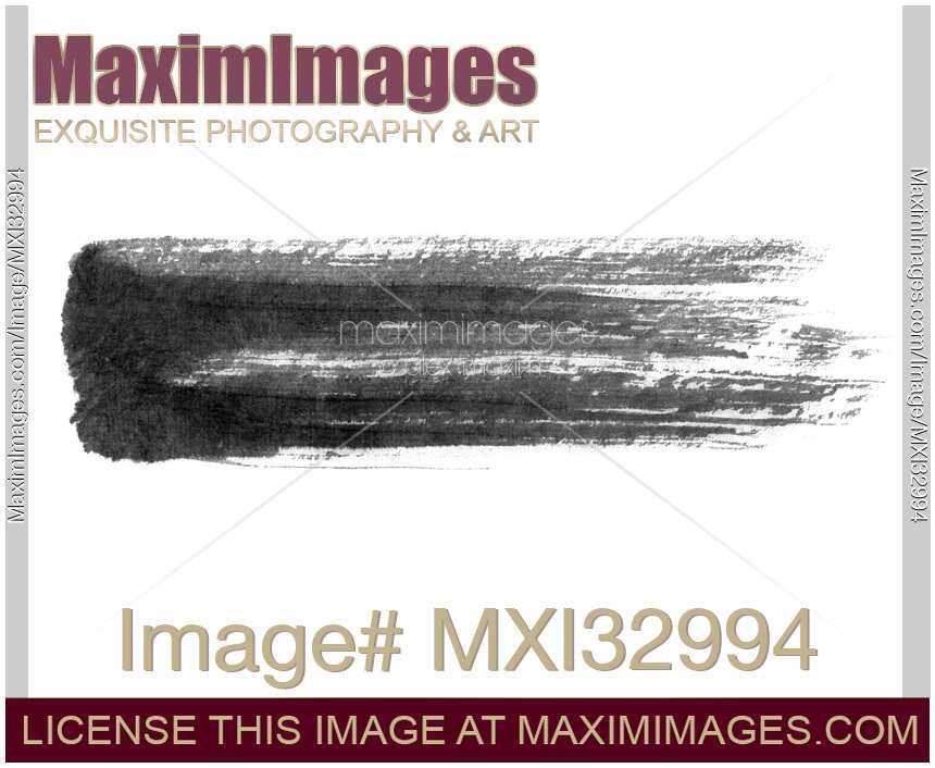 Black dry brush stroke with calligraphy ink on white background Brushstroke