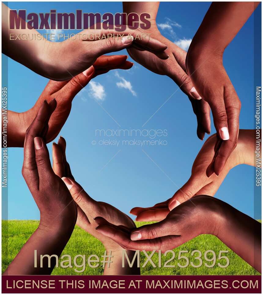 Black Hands Making a Circle Together