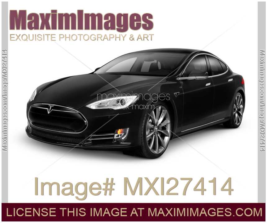 Black Tesla Model S red luxury electric car