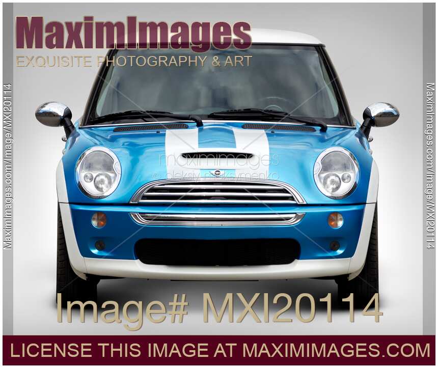 Blue Car Mini Cooper front view