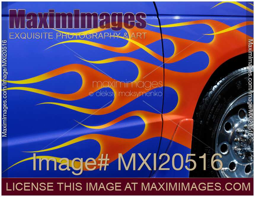 Blue Hot Rod Flame Paint Job