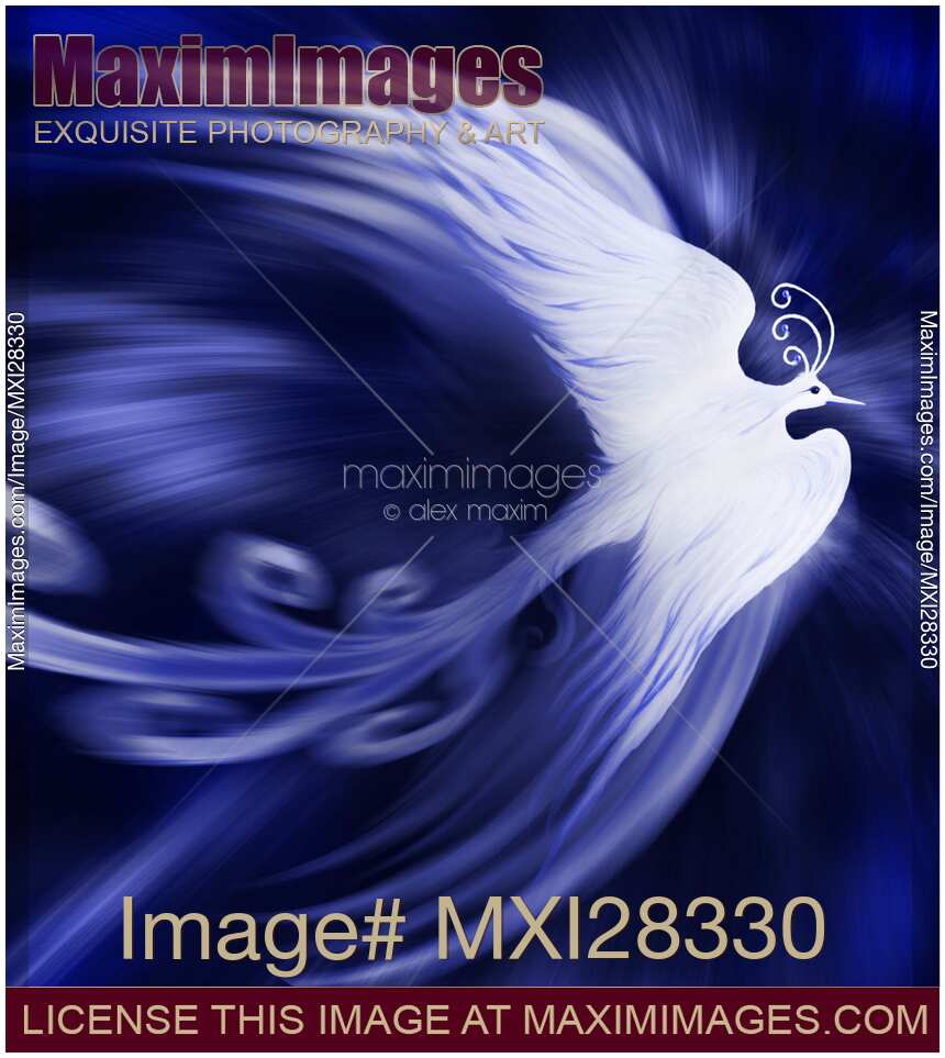Blue magical phoenix bird artistic design