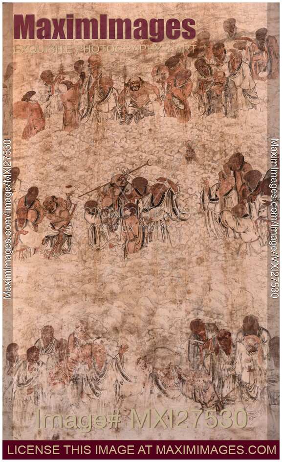 Bodhidharma and his followers wall paintings at Shaolin Temple
