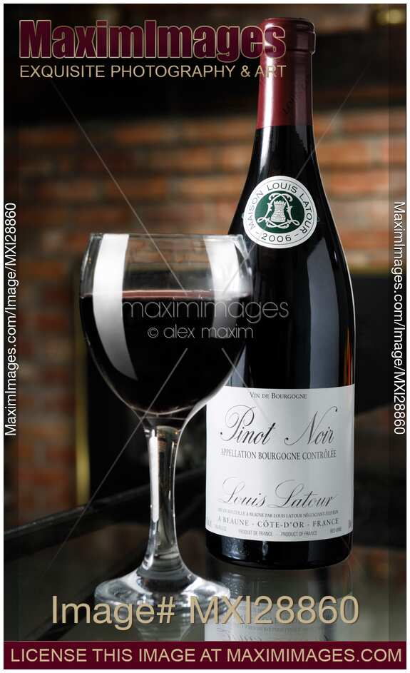 Bottle and a Wineglass of Pinot Noir