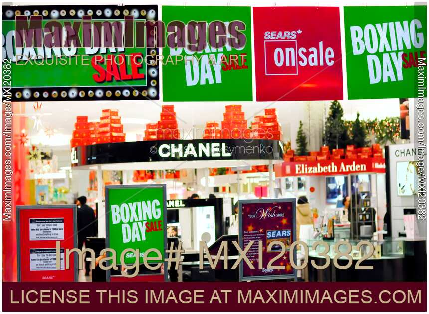 Boxing Day Sale Signs in a Store