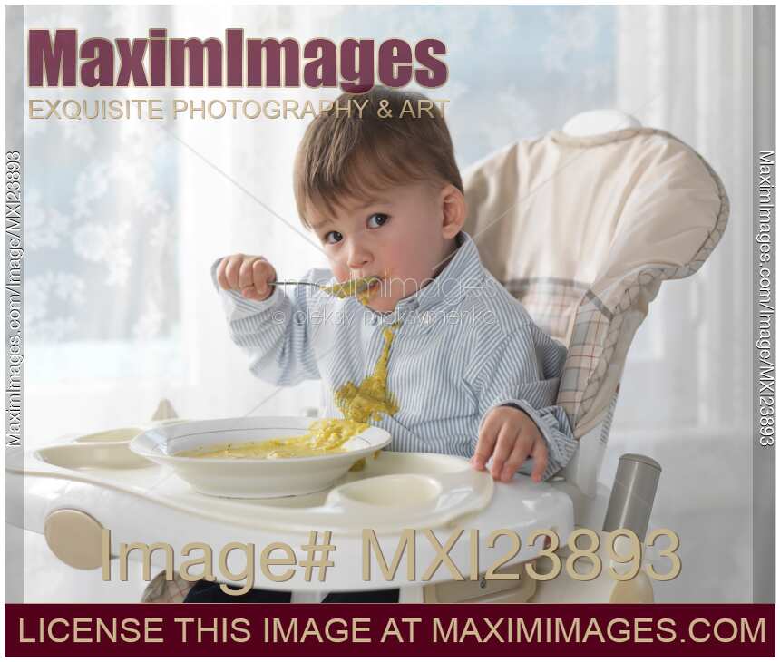 Boy Spilling Soup on His Shirt