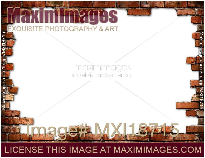 Brick wall frame on white background
