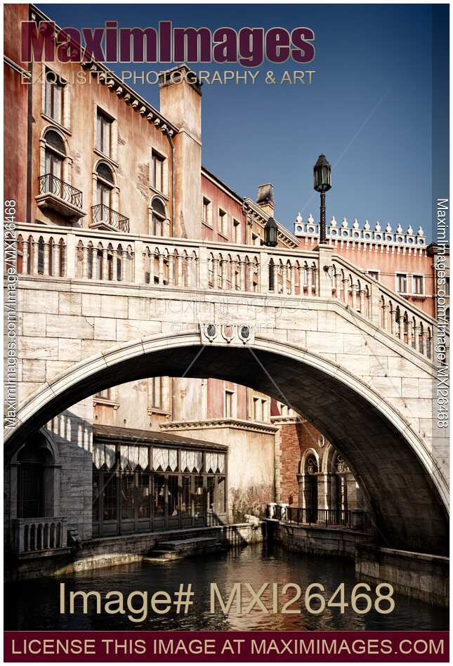 Bridge over canal Venetian architecture details