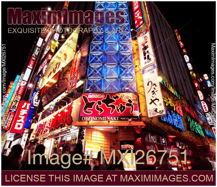 Bright colorful signs at night in Tokyo
