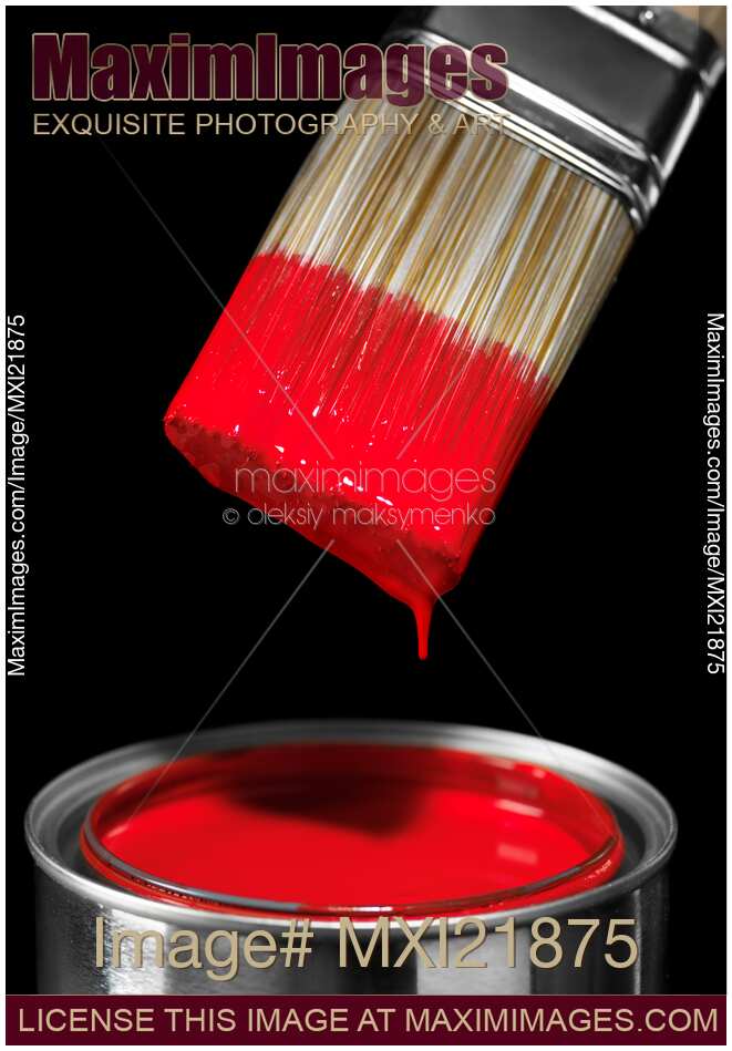 Brush Dipped in Red Paint