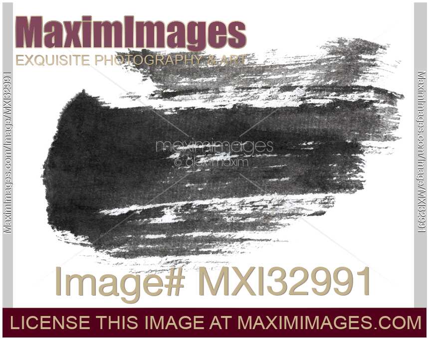 Brushstroke Abstract black calligraphy ink wide brush stroke on white