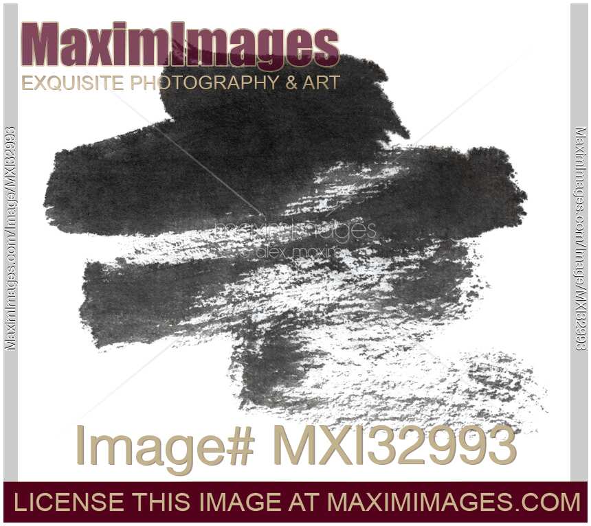 Brushstroke Black calligraphy ink continuous brush strokes on white background