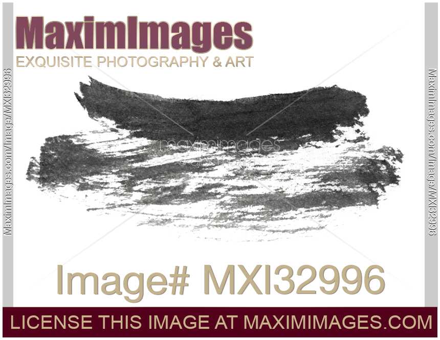 Brushstroke Dry brush stroke with black calligraphy ink on white background
