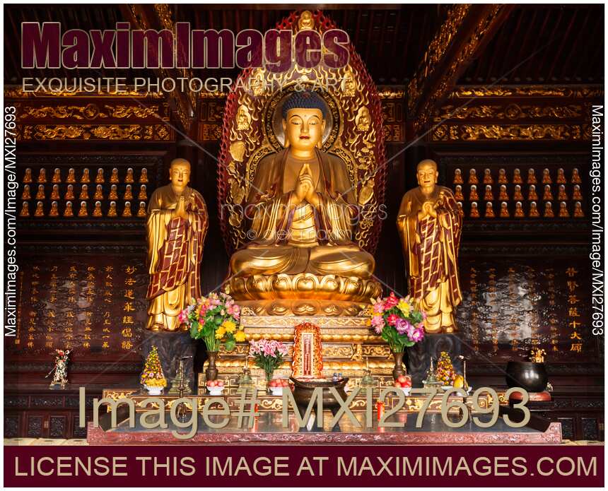 Buddha statue and relics at Giant Wild Goose Pagoda in Xi'an
