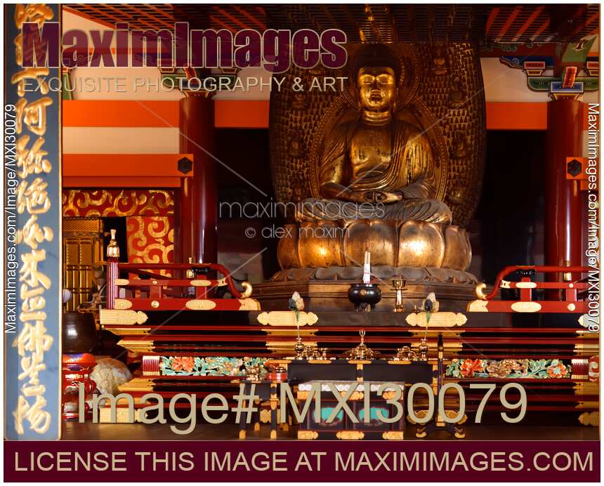 Buddha statue at altar in Kiyomizu-dera Buddhist temple in Kyoto