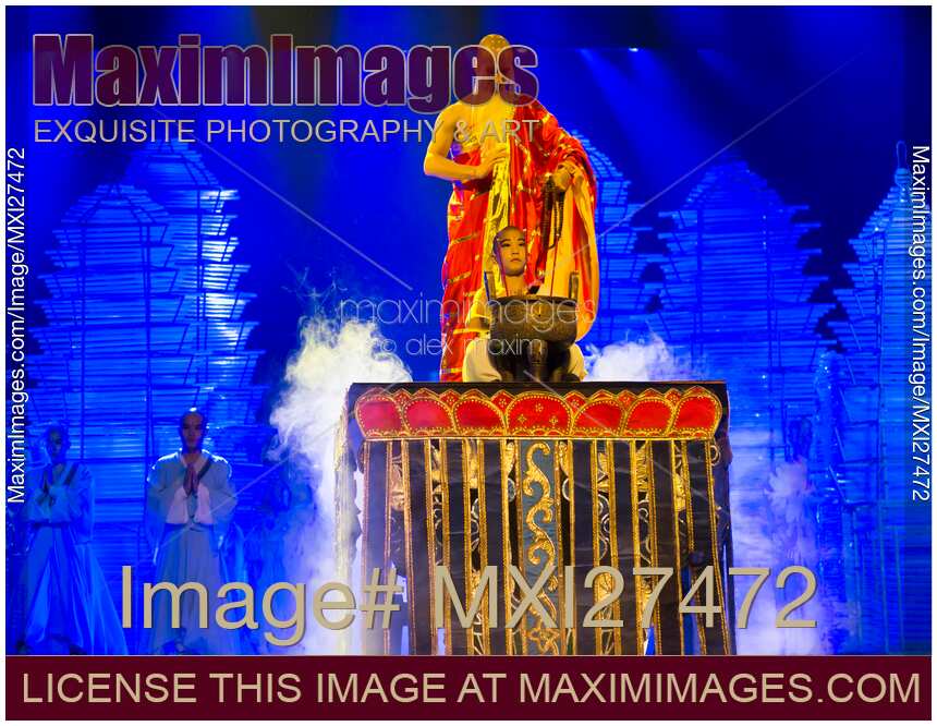 Buddhist meditation Kung Fu performance at theatre