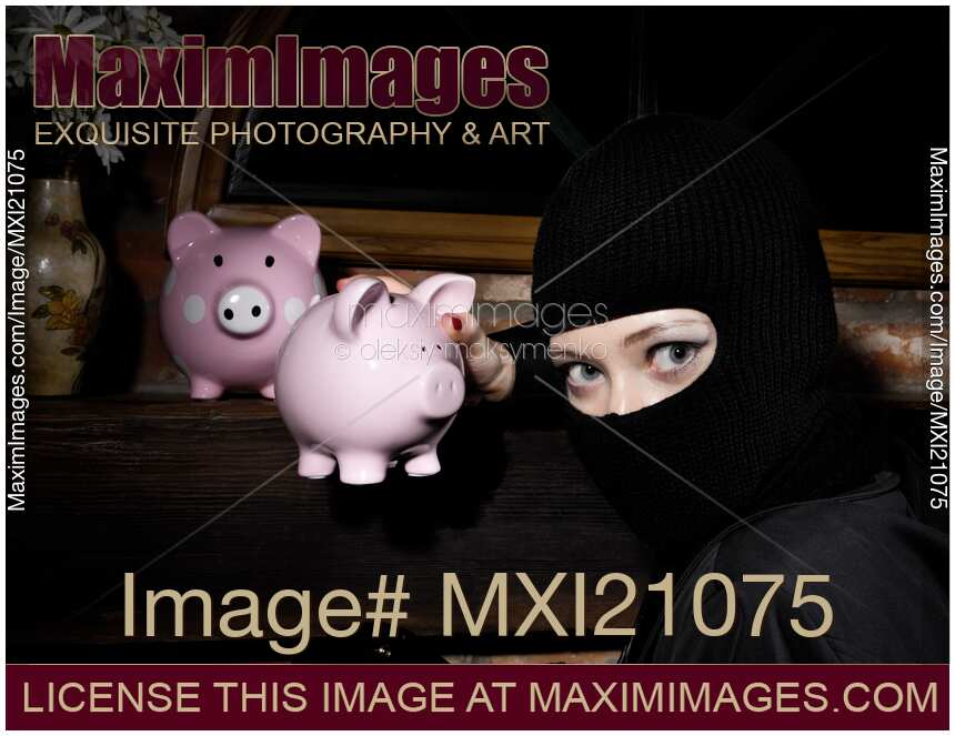 Burglar Stealing Piggy Banks