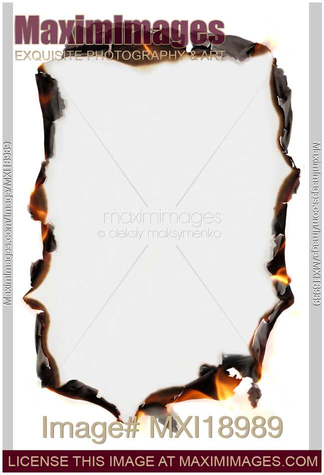 Burning paper framed background