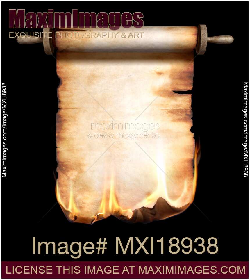 Burning Vintage Roll of Parchment Conceptual Background