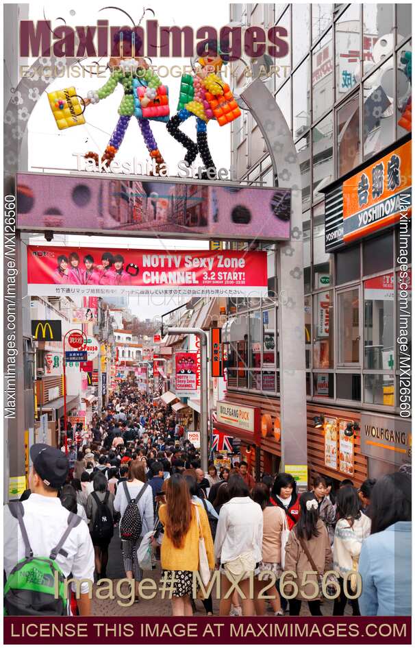 Busy Takeshita shopping street in Tokyo