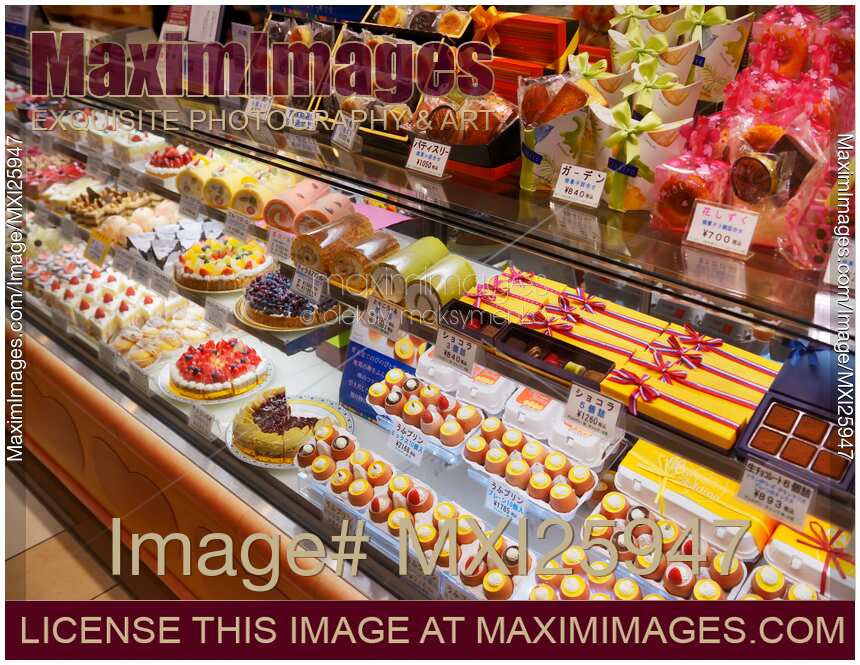 Photo of Cakes, rolls and pastries at Japanese bakery Stock Image