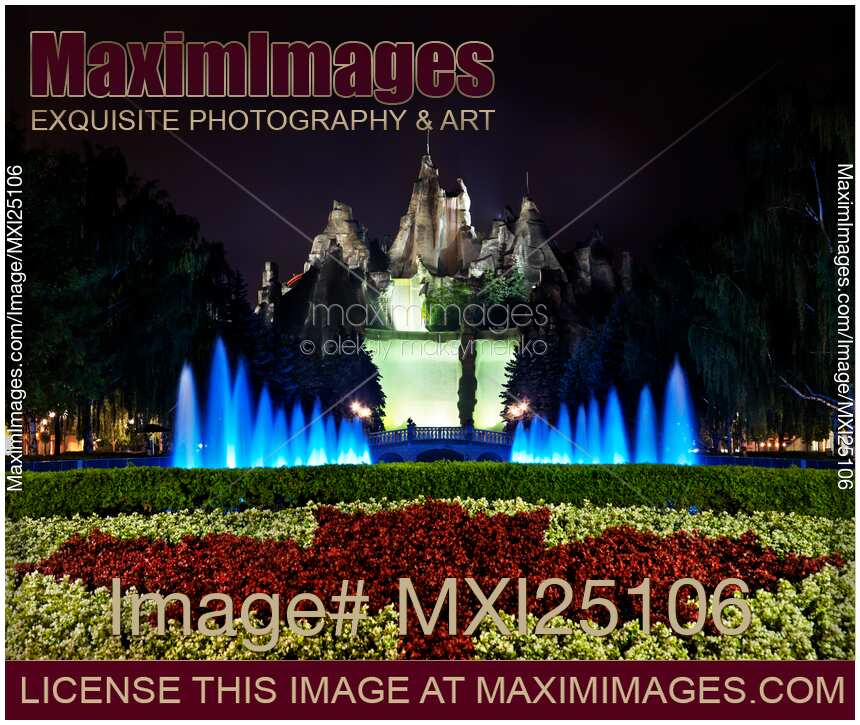 Canada's Wonderland amusement park at night