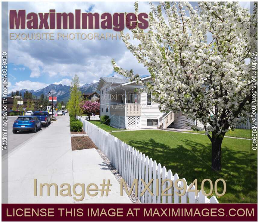 Canmore town Alberta springtime scenery