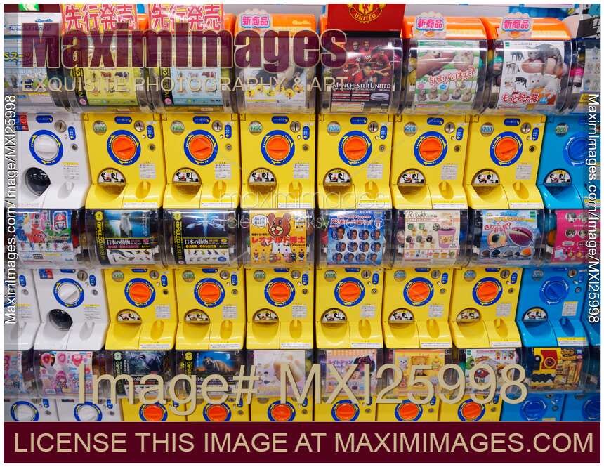 Capsule station machines with anime action figures