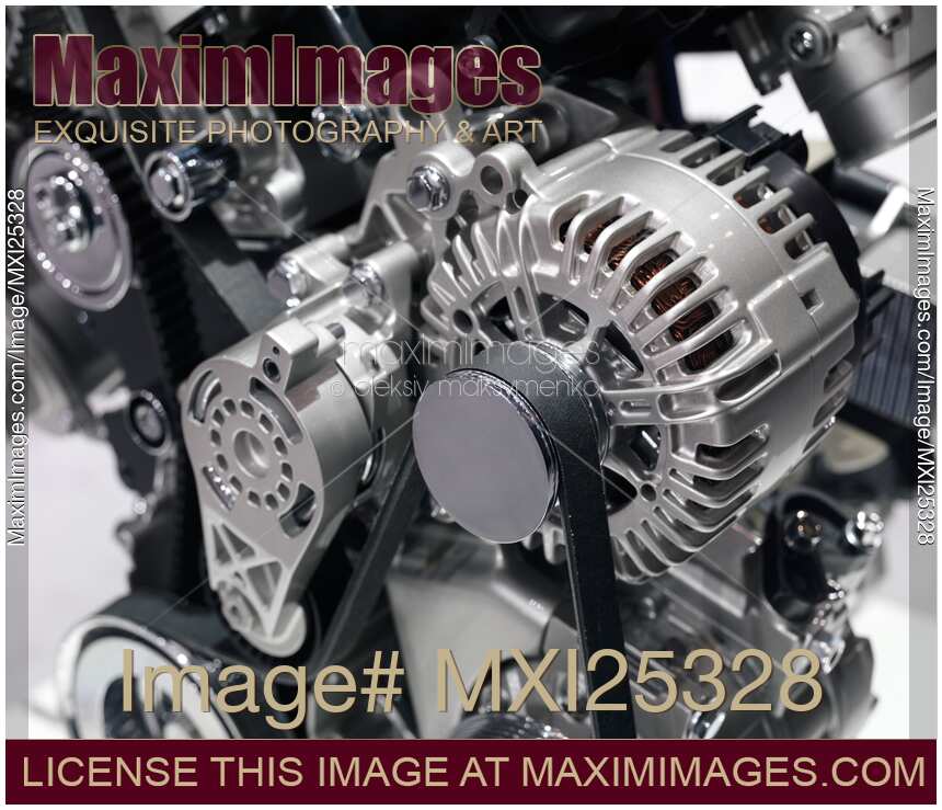 Photo of Car alternator and serpentine belt Stock Image MXI25328