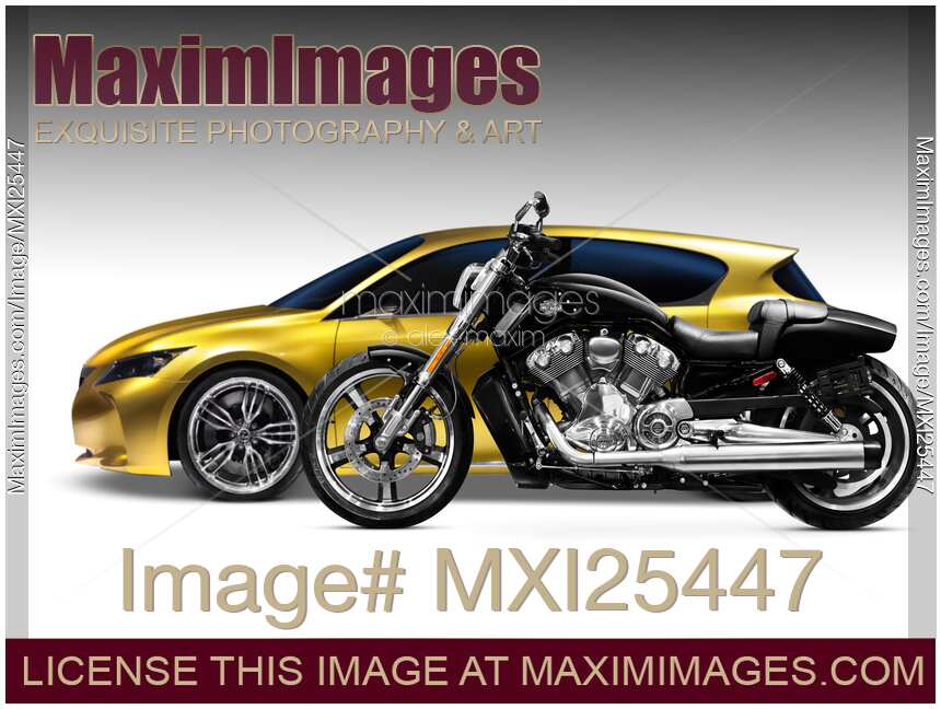 Car and motorcycle side view