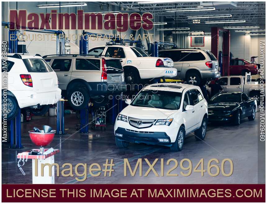 Cars in mechanic shop Auto service