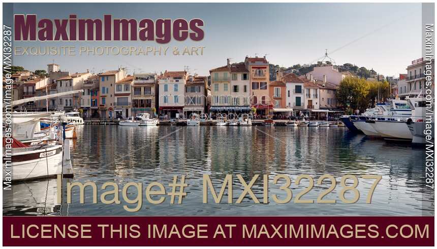 Cassis port town city skyline panorama harbor with boats Southern France