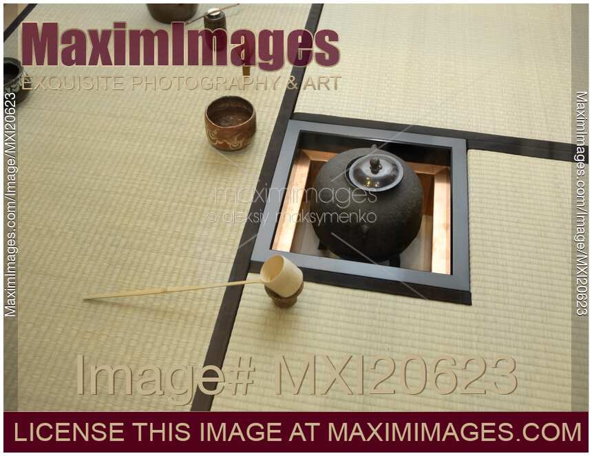 Cast Iron Kettle Kami in a Japanese Tea Ceremony Room