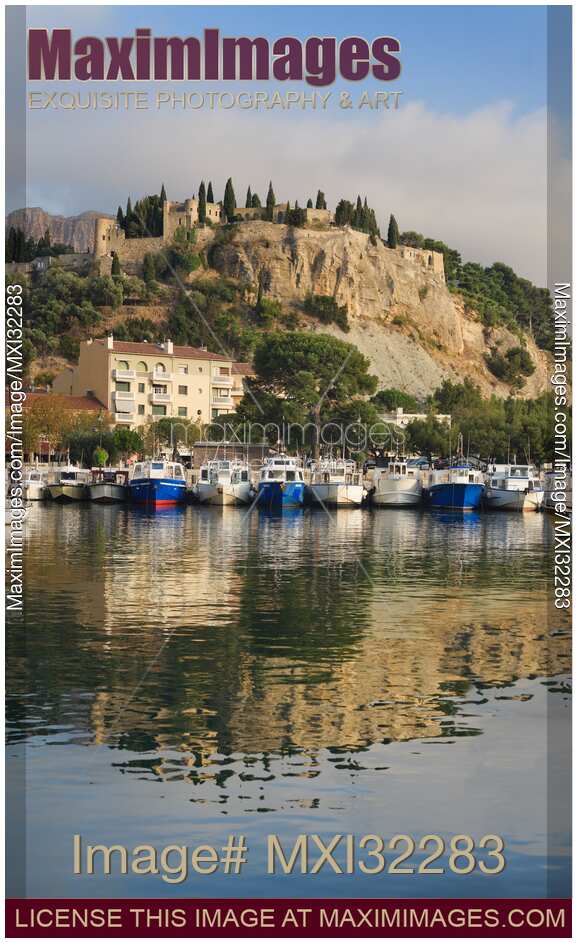 Chateau de Cassis castle in Cassis port town view from the port South of France