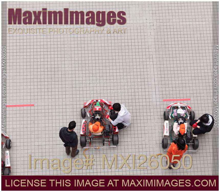 Children riding go-karts
