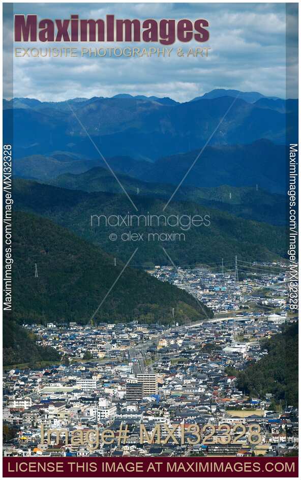 City of Gifu aerial scenery of the landscape and the mountains Gifu-shi Japan