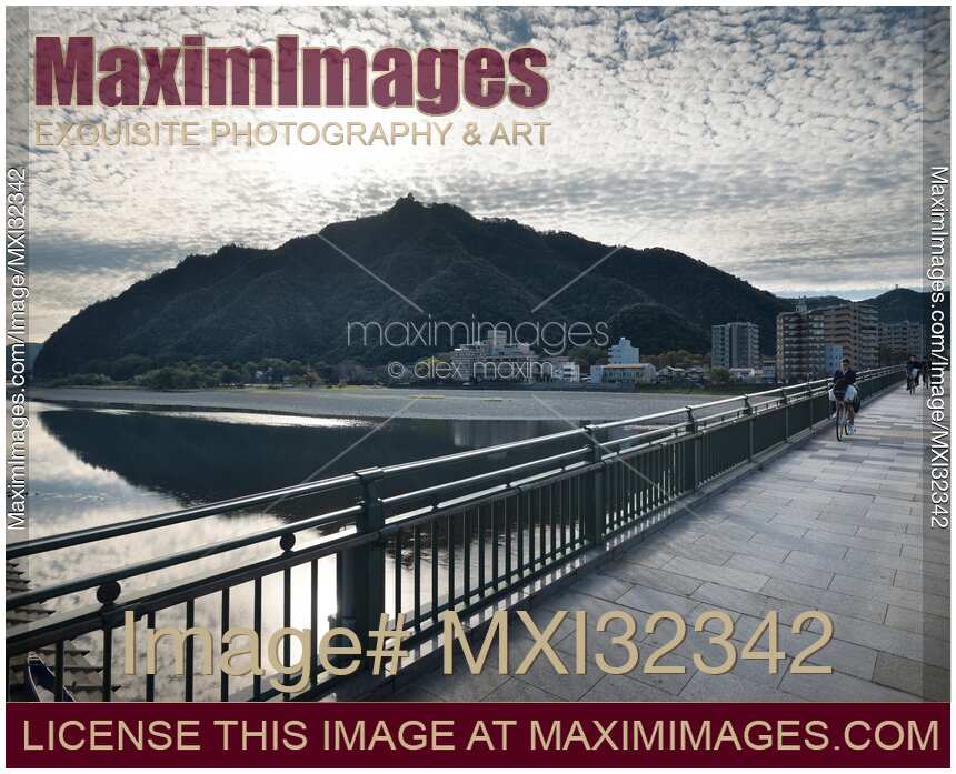 City of Gifu sunrise scenery of the Nagara River and the Mt Kinka