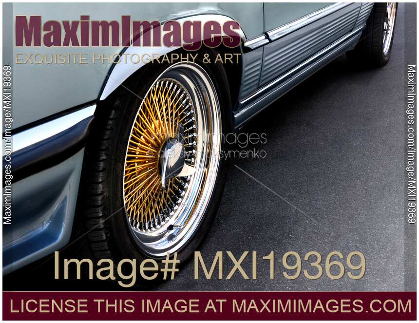 Classic car chrome rims with spokes