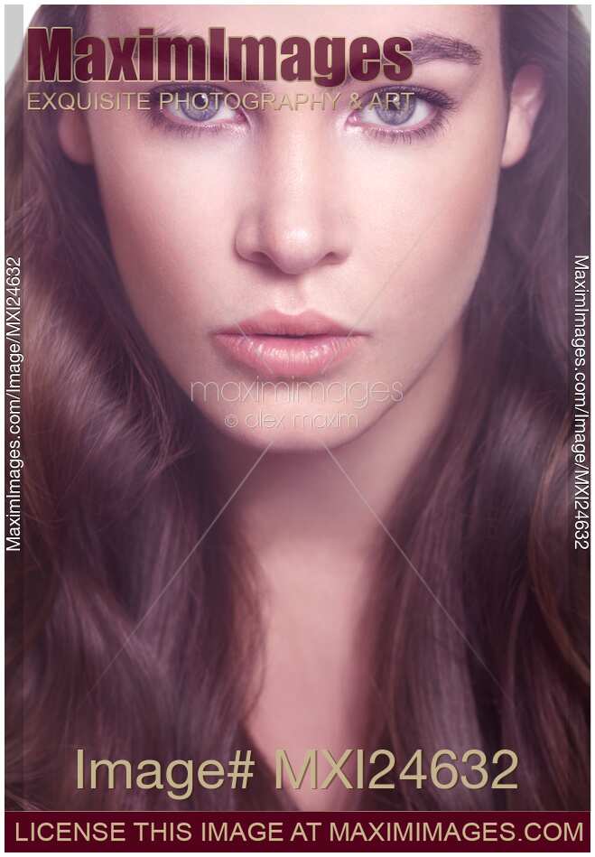 Closeup beauty face portrait of young woman