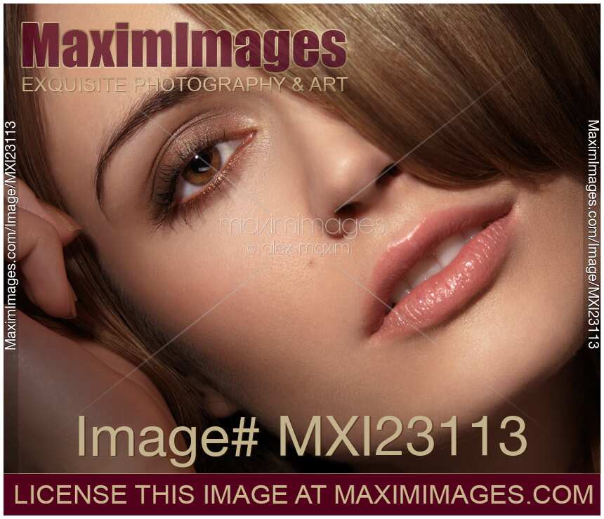 Closeup of a Beautiful Young Woman Face
