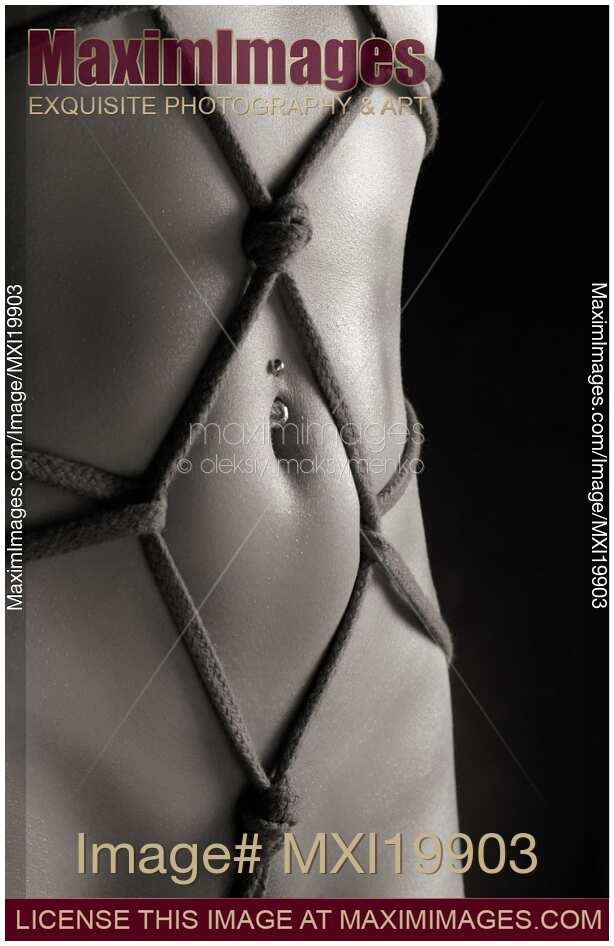 Closeup of a Stomach with Decorative Rope Bondage Shibari