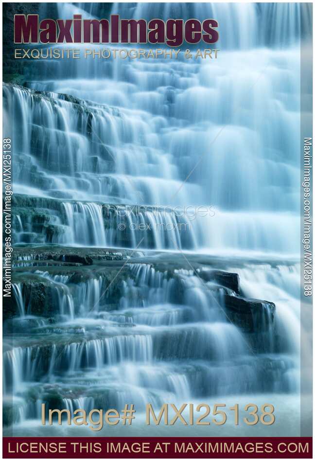 Closeup of beautiful cascade waterfall