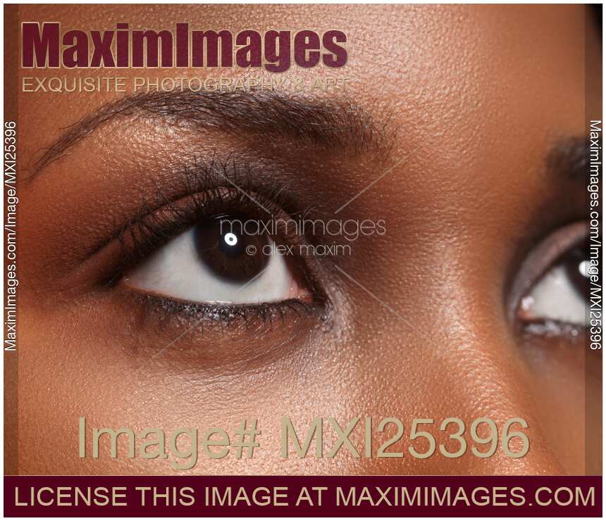 Closeup of black woman eyes
